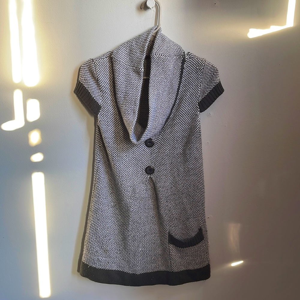 Checkered Gray Sweater Dress